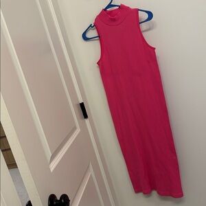 Ribbed Pink Midi Dress